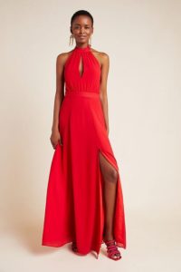 Anthropologie Yumi Kim Rocio Red Halter Maxi Dress