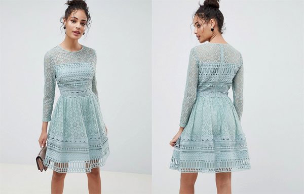 Asos Premium Lace Mini Skater Dress