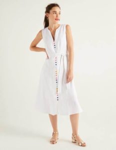 Boden Pure Linen White Midi Dresses at Zulily