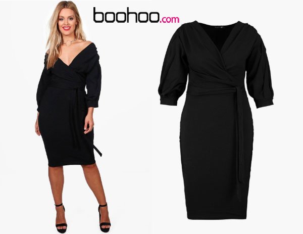 Boohoo Plus Taylor Off The Shoulder Wrap Midi Dress