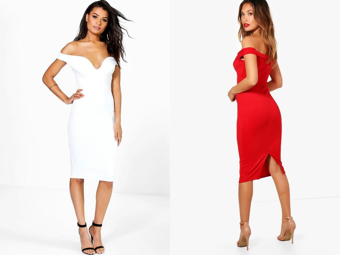 Boohoo Skye Sweetheart Off Shoulder Bodycon Dress