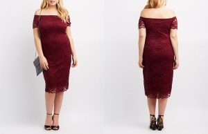 Charlotte Russe Plus Size Off-The-Shoulder Lace Dress