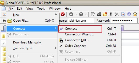 Connect CuteFTP with Web Server