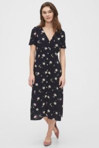 GAP Button-Front Black Midi Dress