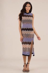 GoJane Follow The Pattern Midi-Length, Zigzag Knit Dress