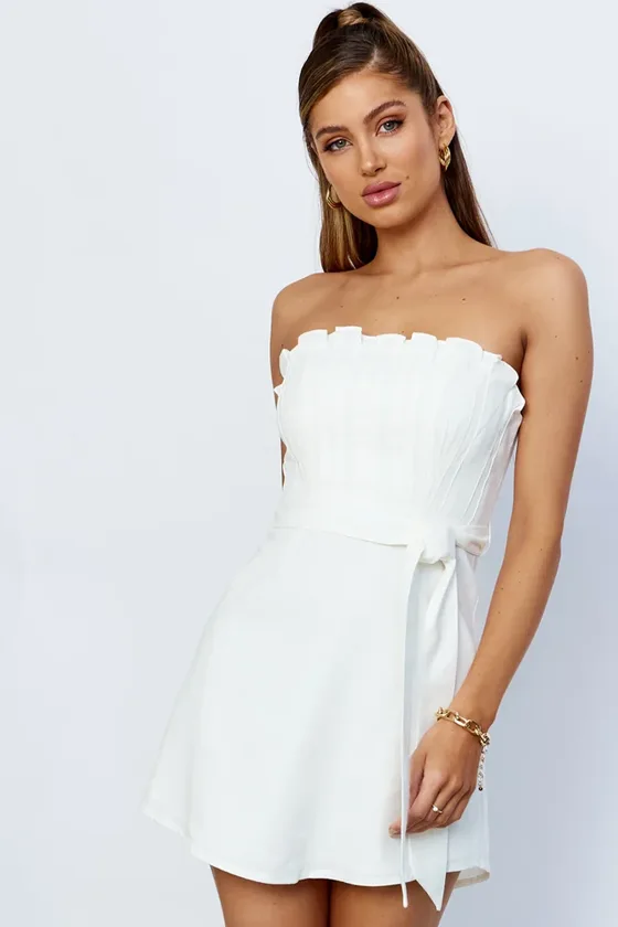 Shirley Mini Dress in White Color by Hello Molly