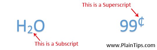 subscripts and superscripts in chemistry