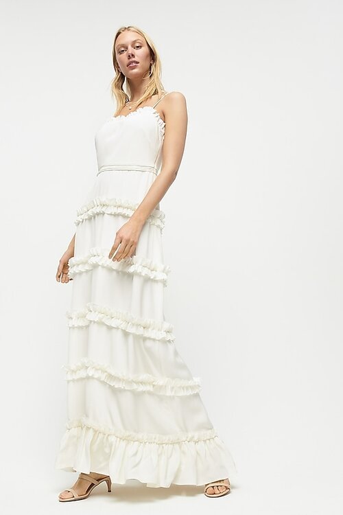 J. Crew Ruffle Gown in Silk Tricotine