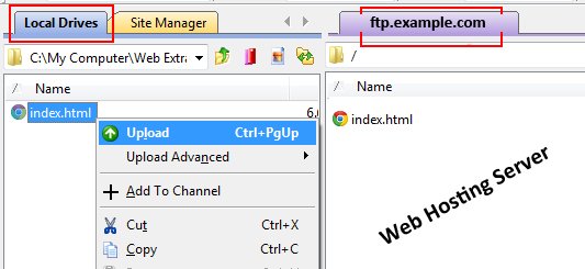 Local Drive and Web Server Panels in CuteFTP Software