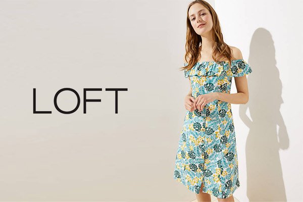 Loft Beach Flower Off The Shoulder Button Dress