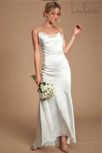 Lulus Aisle White Satin Cowl Neck Maxi Dress