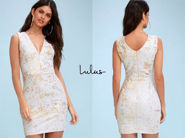 Lulus Cody Gold And White Sequin Bodycon Dress