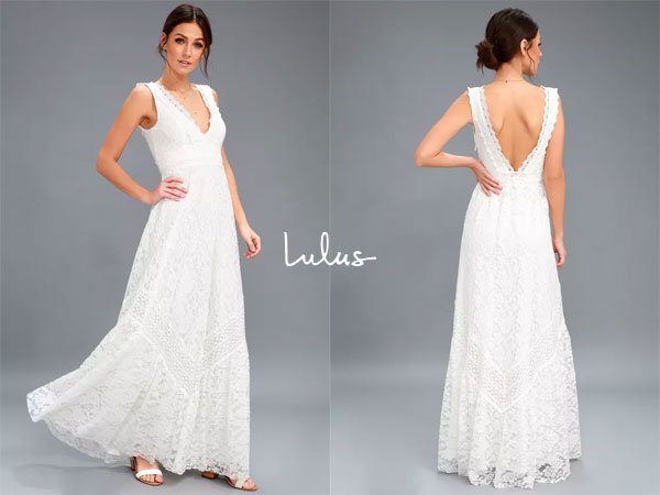 Lulus Melia White Lace Maxi Dress