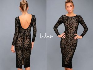 Lulus Mila Black Sequin Long Sleeve Midi Dress