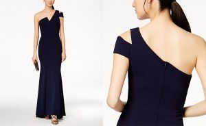 Macy's Betsy & Adam One-Shoulder A-Line Gown