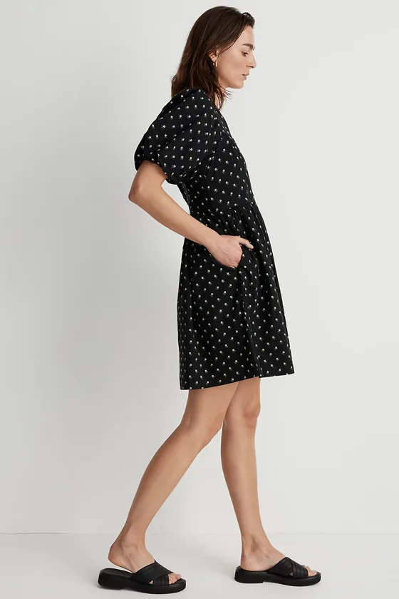 Madewell V-Neck Puff Sleeves Floral Mini Dress