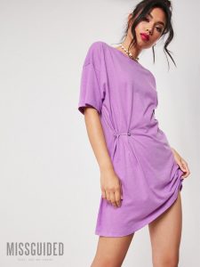 Missguided Lilac Metal Bar T-Shirt Dress Purple