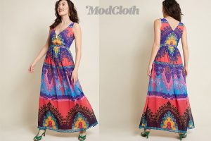 ModCloth Boho Maxi Dress in Indigo Color