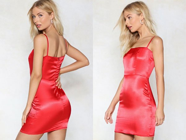 Nasty Gal Square Neck Satin Bodycon Mini Dress