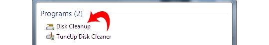 Opening Disk Cleanup Utility in Windows 7