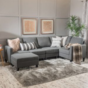 Overstock 6 Piece Fabric Sofa Sectional with Ottoman