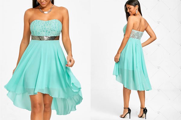 Rosegal Chiffon Cocktail Bandeau Dress – Electric Blue