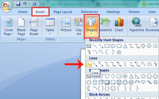 Steps to Draw Vertical Line in Microsoft Word