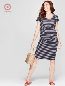 Target Maternity Striped Shirred T-Shirt Dresses