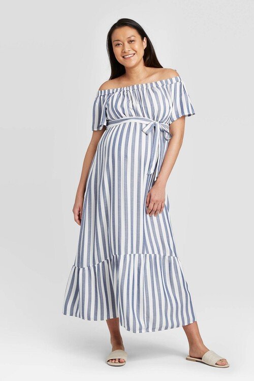 Target Maxi Length Striped Maternity Dress
