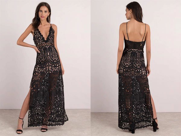 Tobi Wild Child Black Lace Maxi Dress