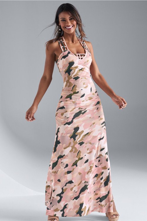 Venus Camo Print, Stretchable Maxi Dress