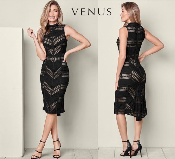 Venus Black Lace Detail Dress