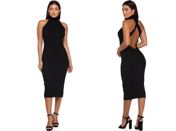 Windsor Black Backless Sweater Dress Under $15