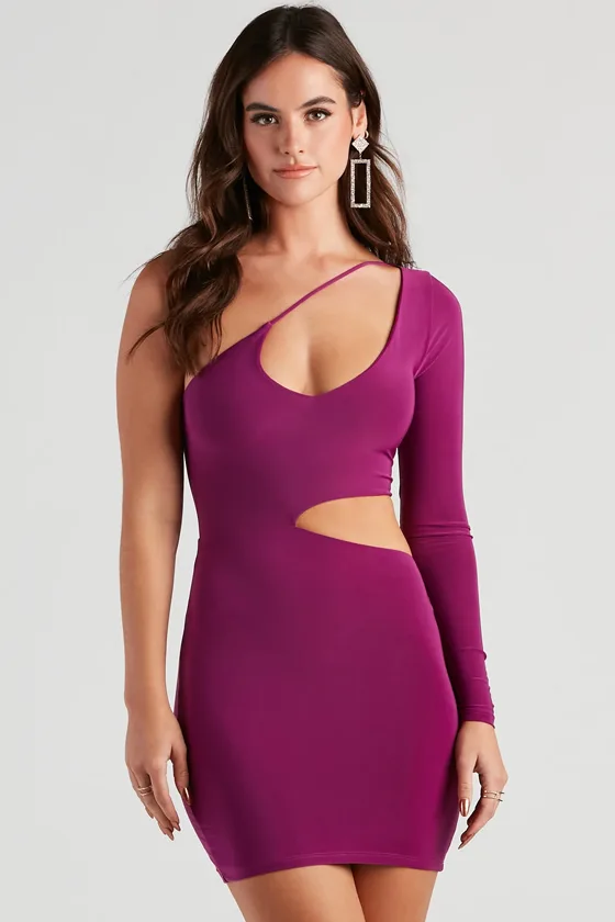 Hit of the Club One Shoulder Party Dress