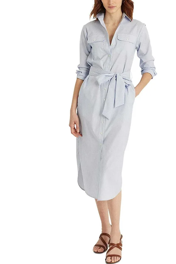 Zulily Casual Shirt Dress with White and Blue Stripes